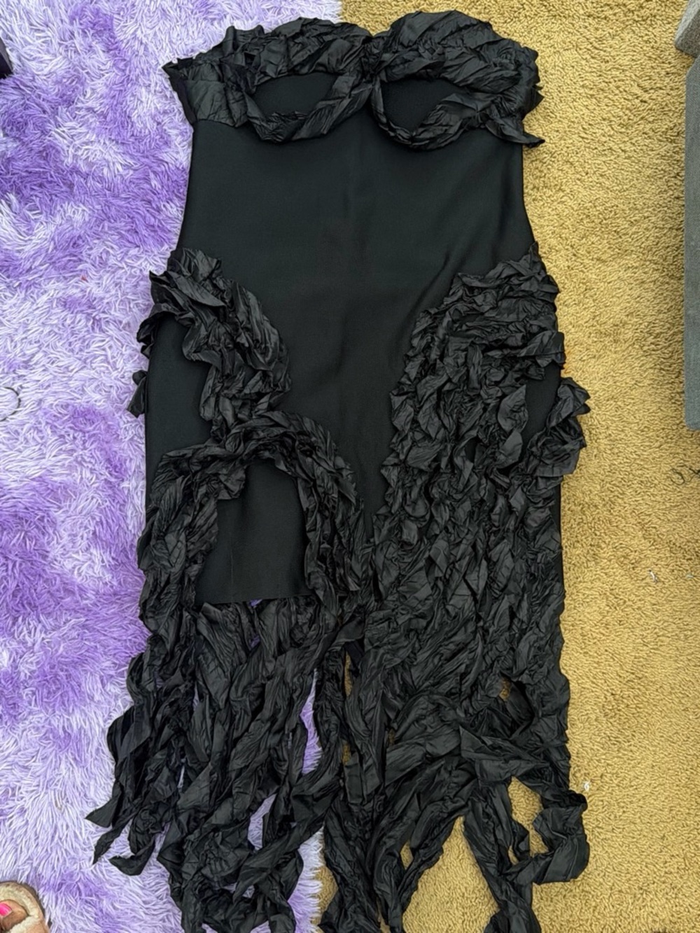 Fashion Nova Black Strapless bandage Ruffle High-Low Dress - Picture 4 of 4